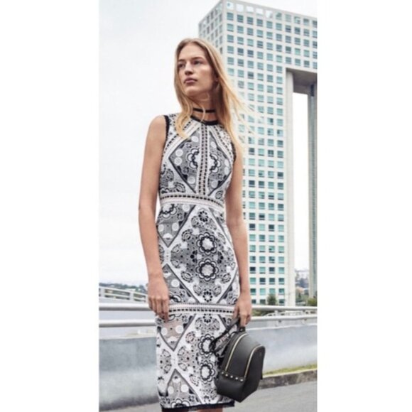 Alexis Dresses & Skirts - Alexis Black & White Floral Lace Sleeveless Midi Dress, Size Medium